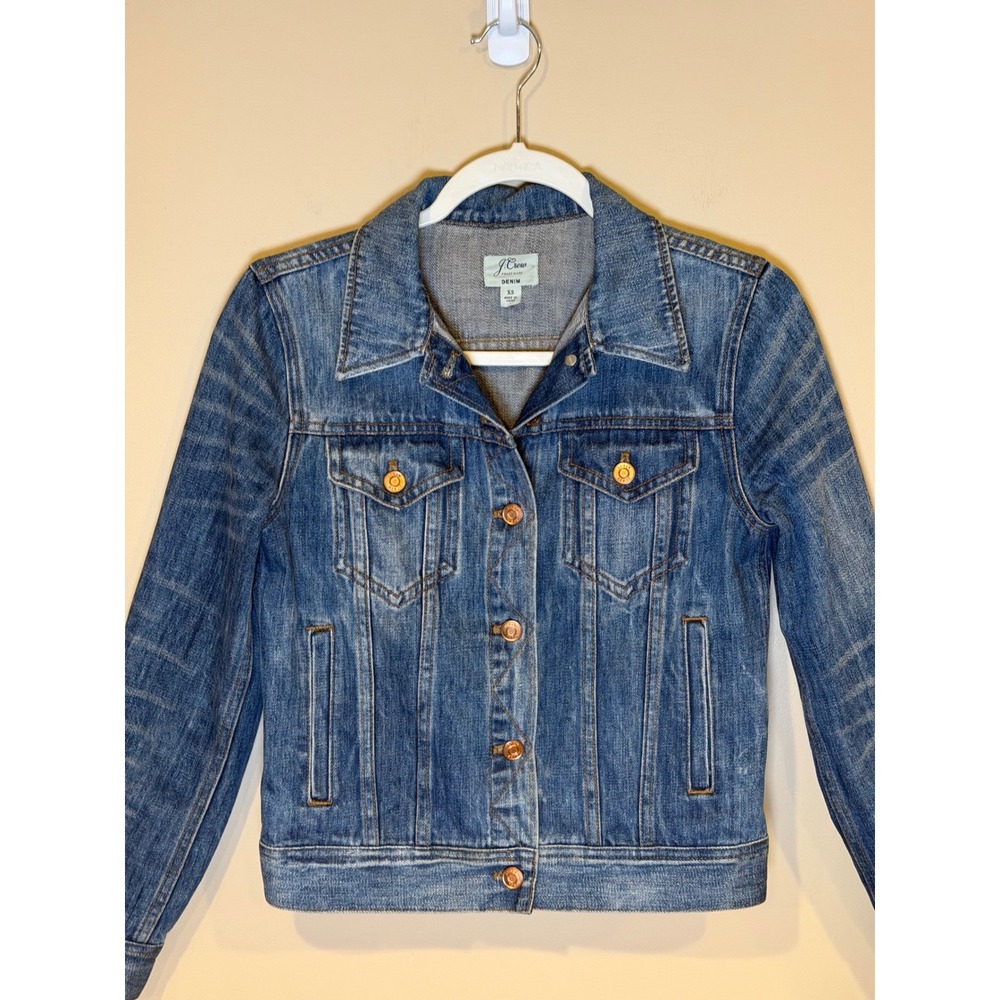 J.Crew Vintage Denim Jacket XS Classic Trucker Style - Picture 4 of 5